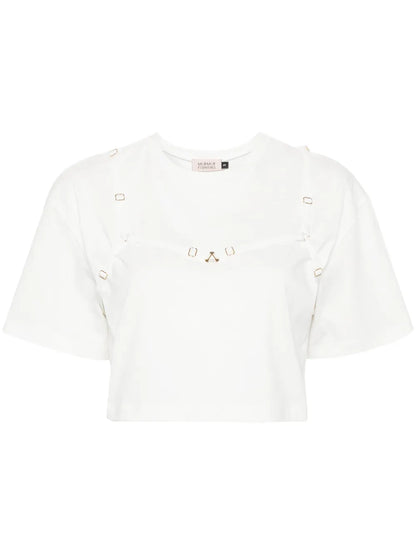 Strap-Detail Cropped T-Shirt