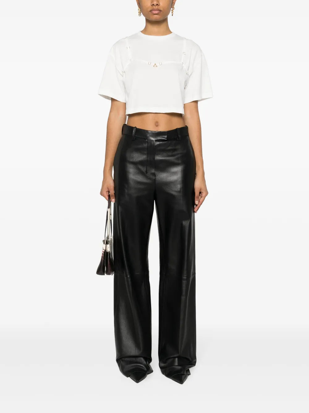 Strap-Detail Cropped T-Shirt