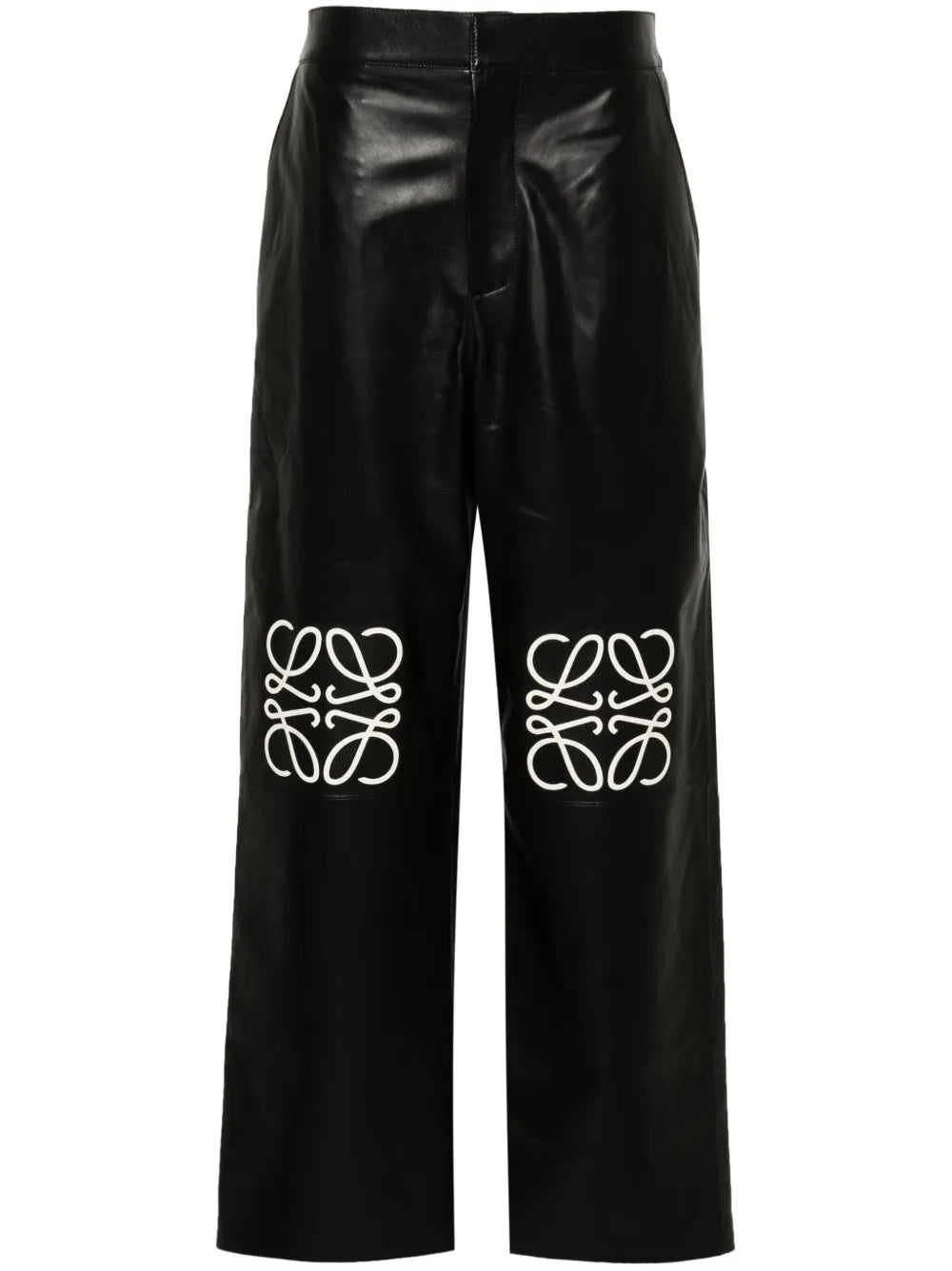 Anagram-Motif Leather Palazzo Pants
