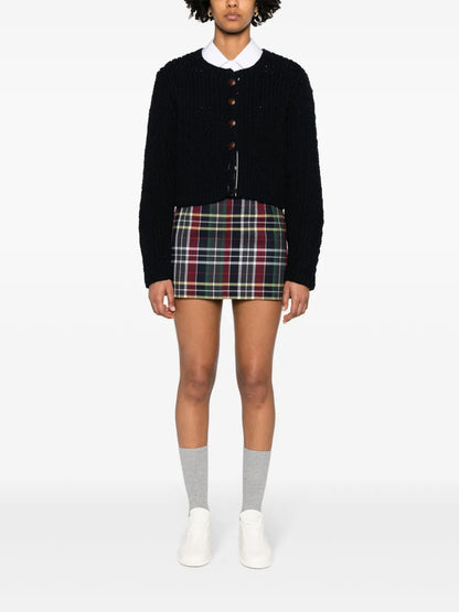 Tartan-Check Wool Miniskirt