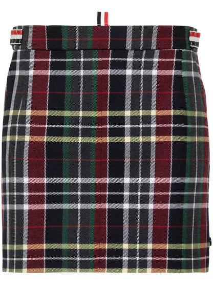Tartan-Check Wool Miniskirt