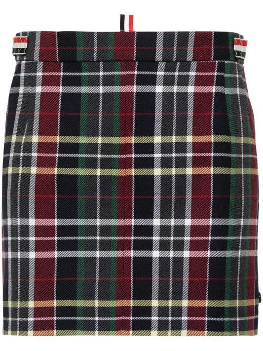 Tartan-Check Wool Miniskirt