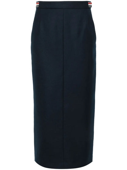High-Waist Wool Midi Skirt