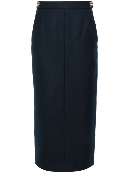 High-Waist Wool Midi Skirt