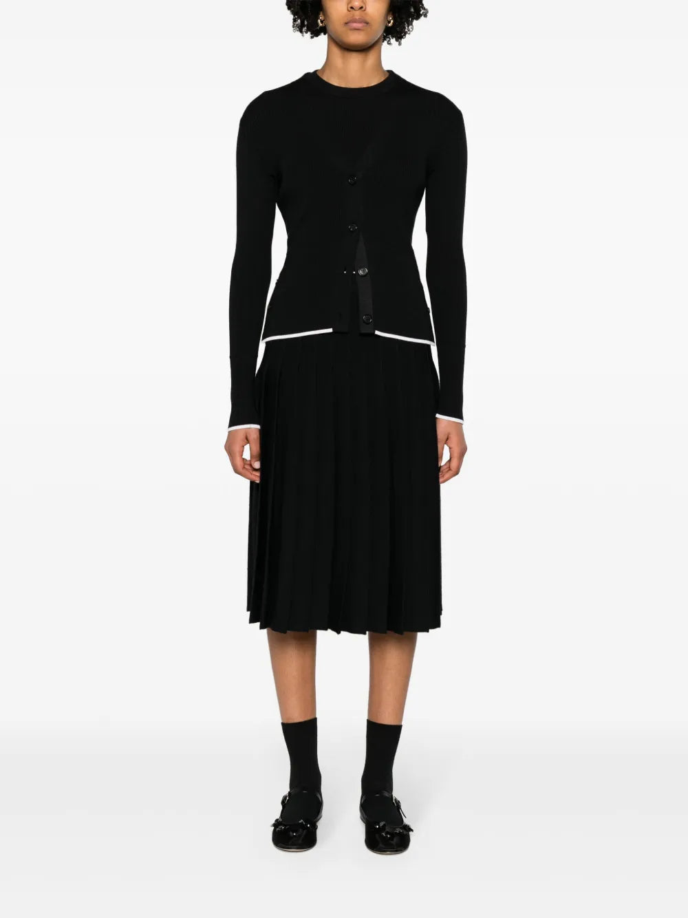 Pleated Knitted Midi Skirt