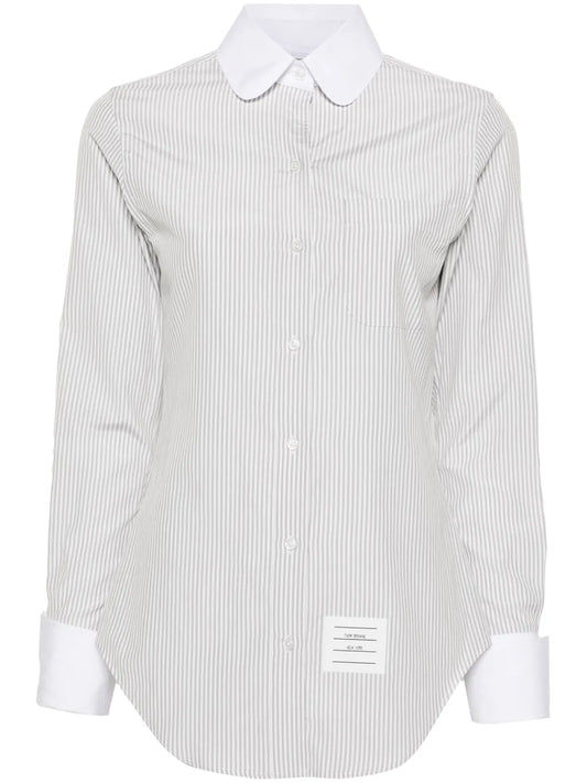 Striped Rounded-Collar Shirt