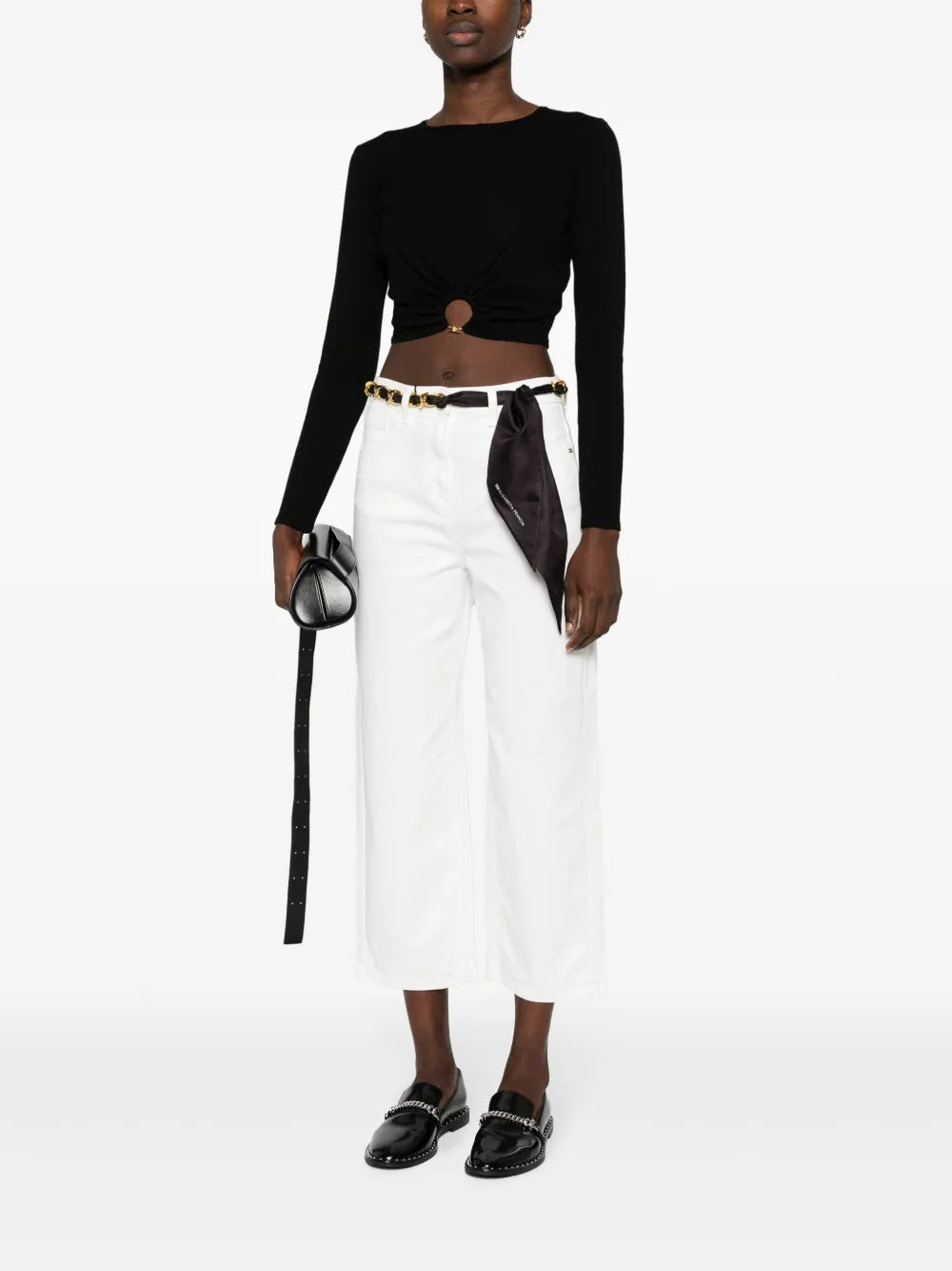 Chain-Belt Straight-Leg Jeans