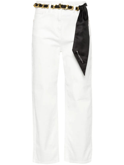 Chain-Belt Straight-Leg Jeans