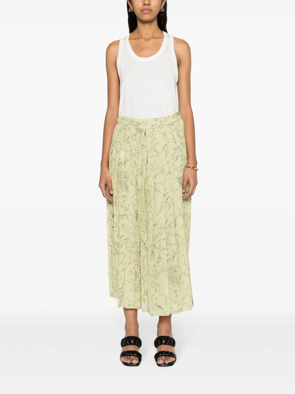 Graphic-Print Pleated Skirt