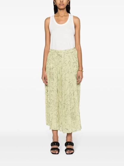 Graphic-Print Pleated Skirt