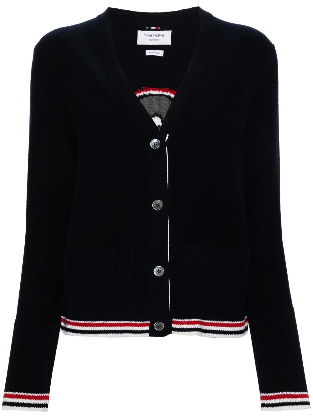 Hector-Intarsia Virgin Wool Cardigan