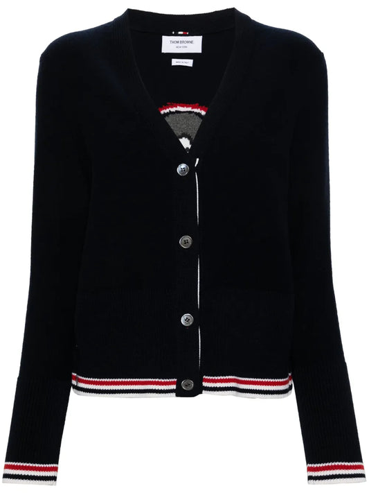 Hector-Intarsia Virgin Wool Cardigan