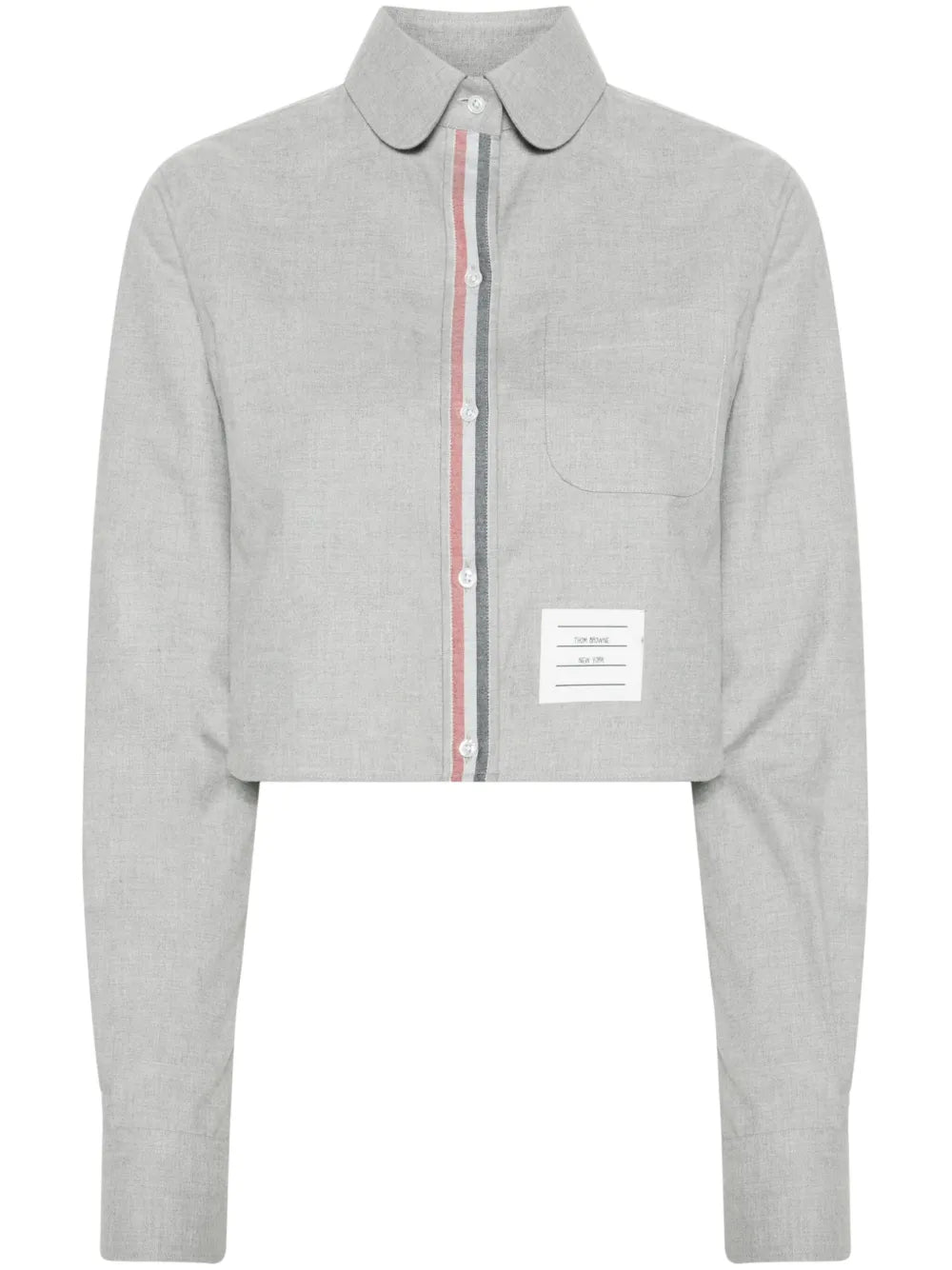 Rounded-Collar Cotton Cropped Shirt