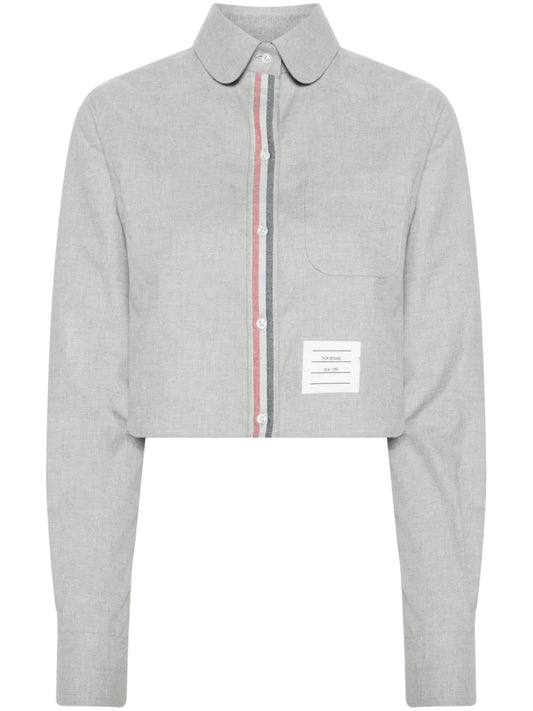 Rounded-Collar Cotton Cropped Shirt