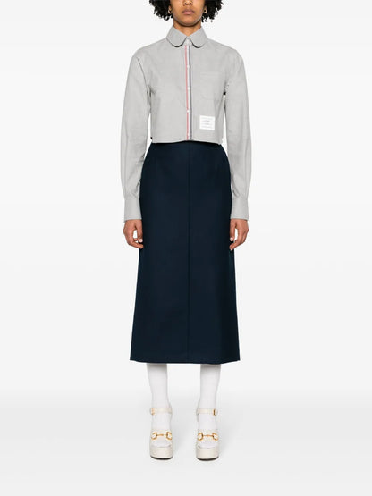 Rounded-Collar Cotton Cropped Shirt