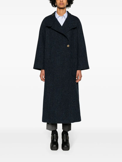 Harris-Tweed Funnel-Neck Coat