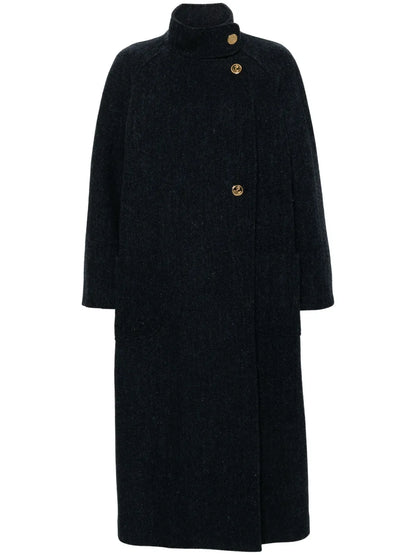 Harris-Tweed Funnel-Neck Coat