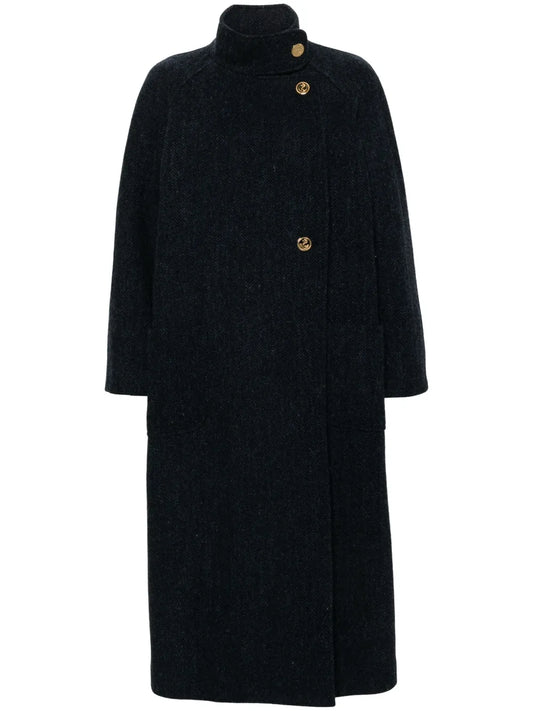 Harris-Tweed Funnel-Neck Coat