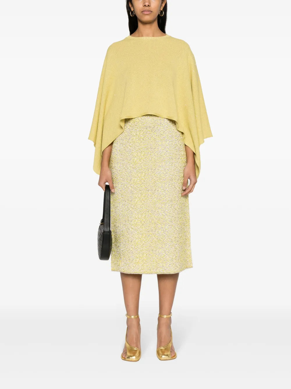 Sequin-Embellished Knitted Poncho