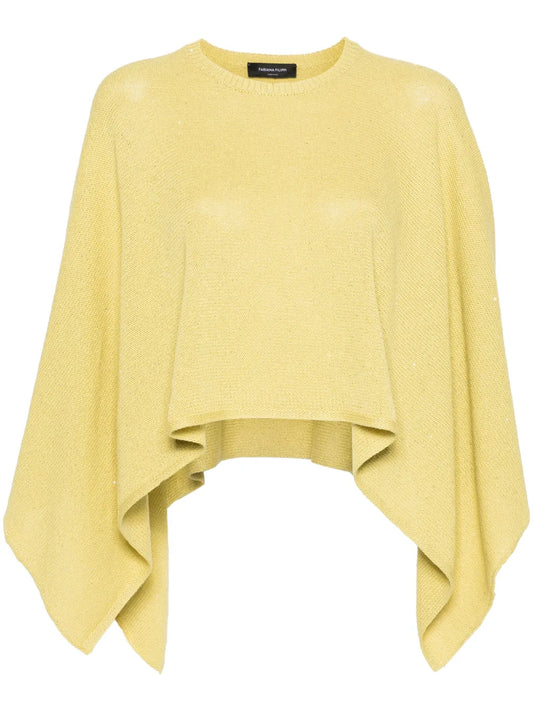 Sequin-Embellished Knitted Poncho