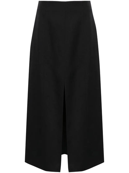 A-Line Virgin Wool Midi Skirt