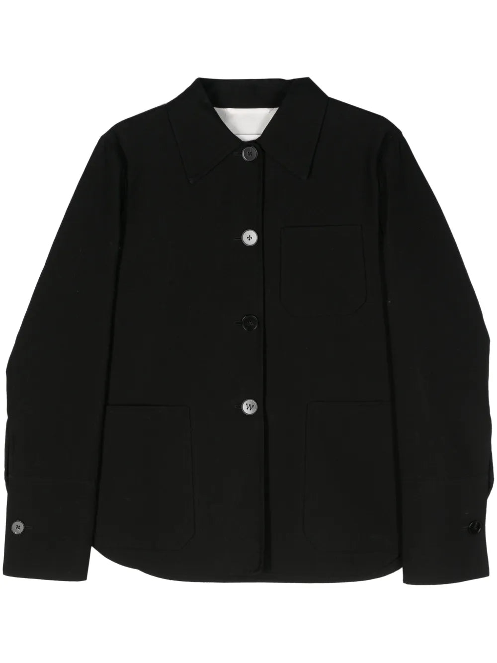 Point-Collar Cotton Shirt Jacket