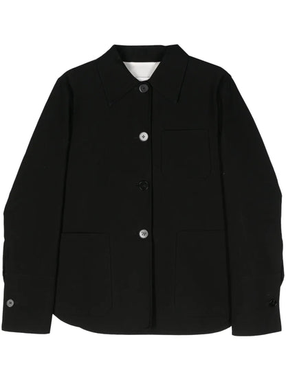 Point-Collar Cotton Shirt Jacket