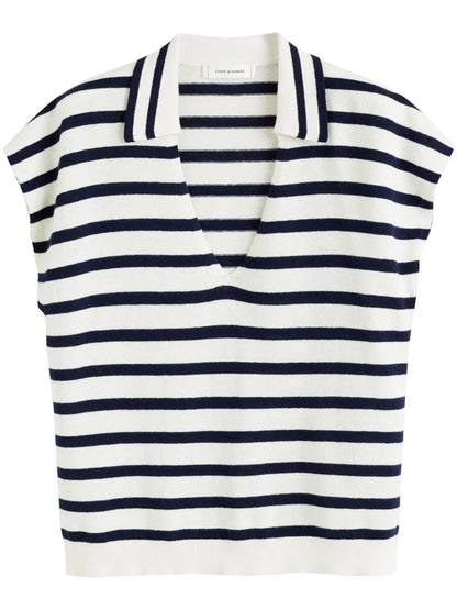 Striped Knitted Polo Top