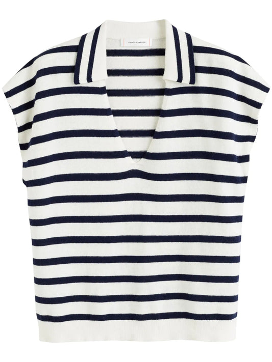 Striped Knitted Polo Top