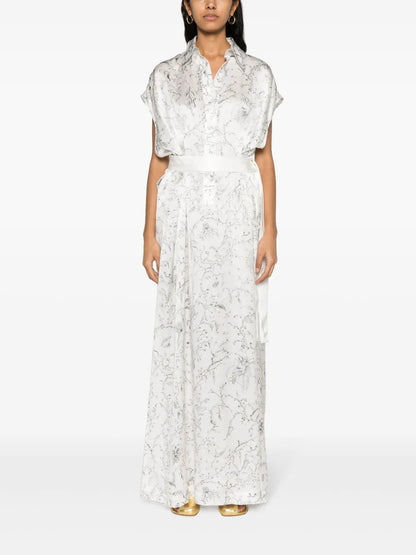 Graphic-Print Silk Shirtdress