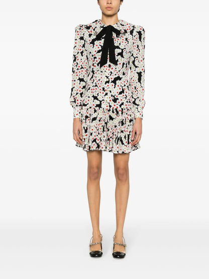 Daisy-Print Silk Dress