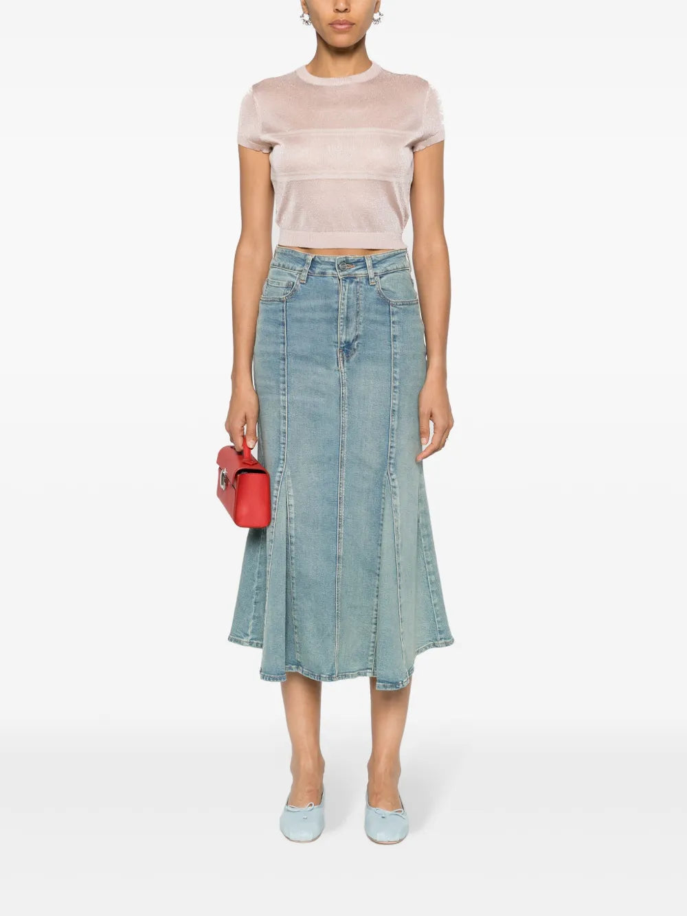 Eyelike-Motif Metallic Cropped Jumper