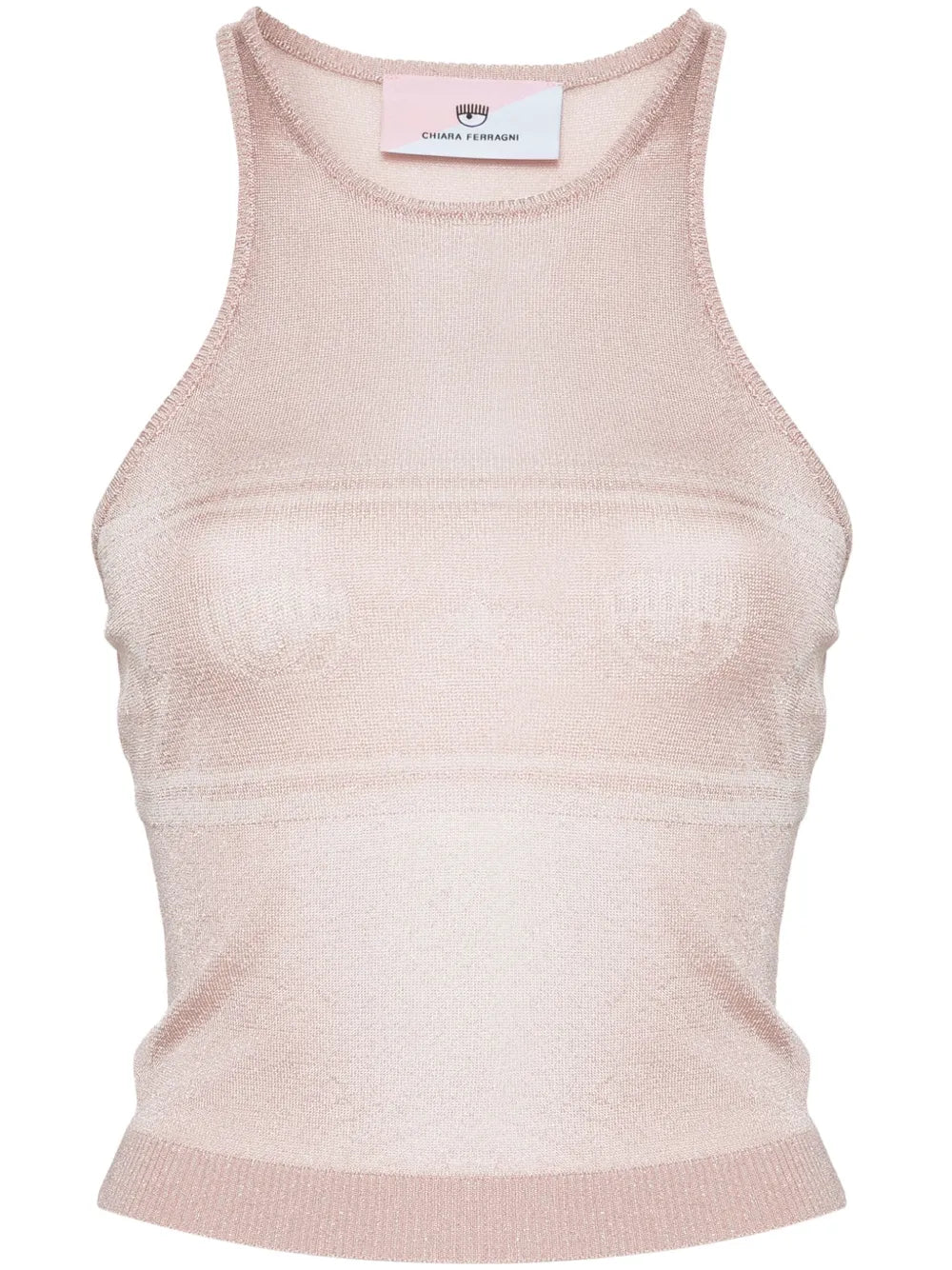 Eyelike-Motif Metallic Sleeveless Top