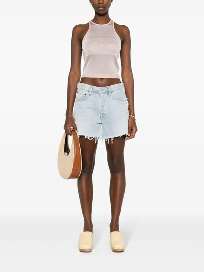 Eyelike-Motif Metallic Sleeveless Top