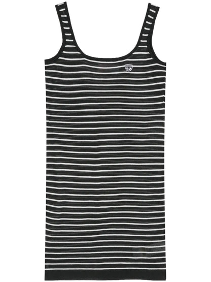Eyelike-Patch Striped Mini Dress