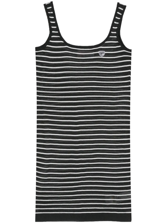 Eyelike-Patch Striped Mini Dress