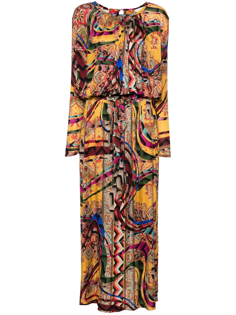 Abstract-Print Silk Dress