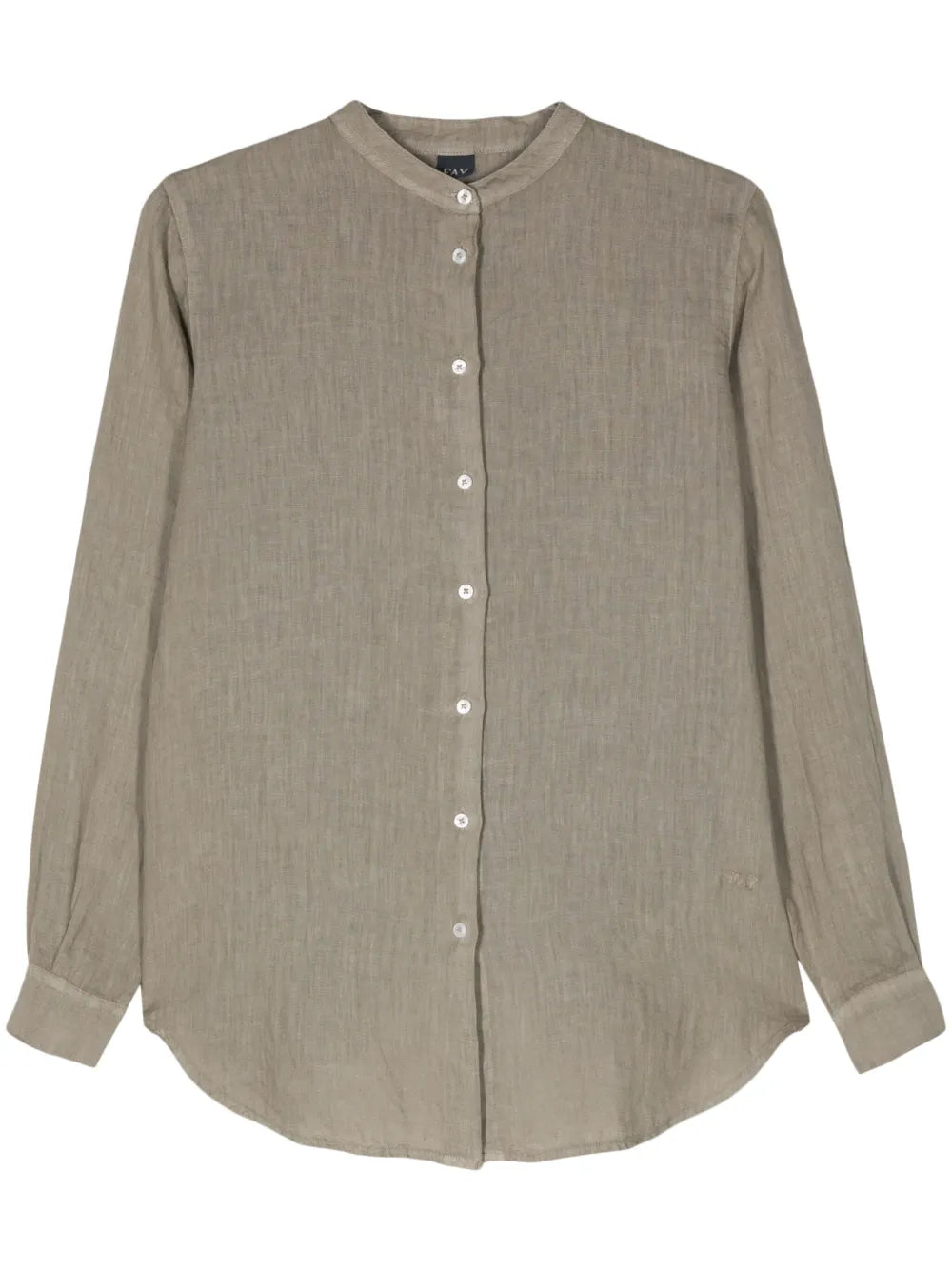 Band-Collar Slub Shirt