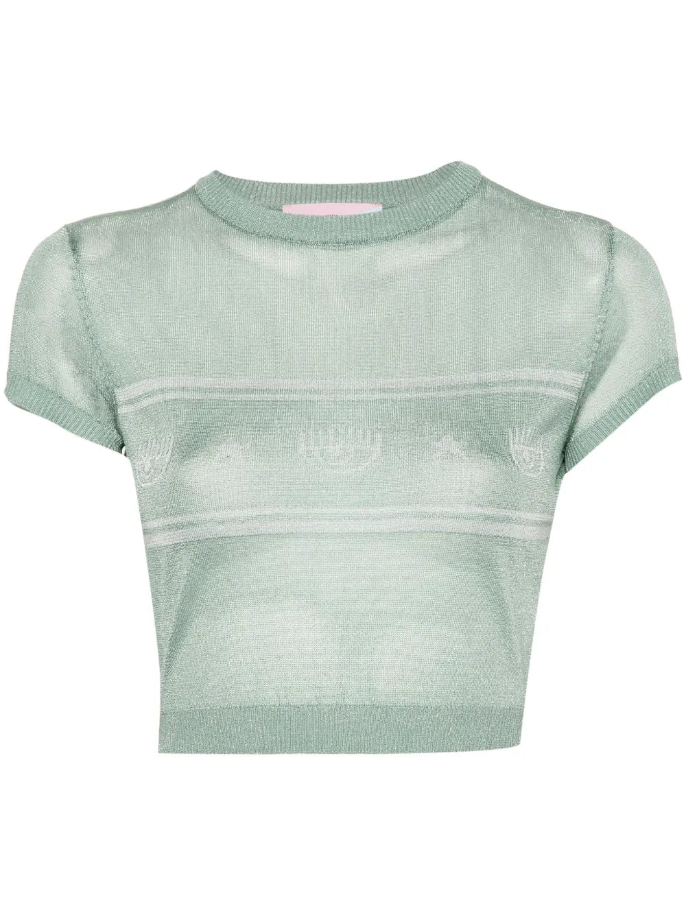 Eyelike-Motif Metallic Cropped Jumper