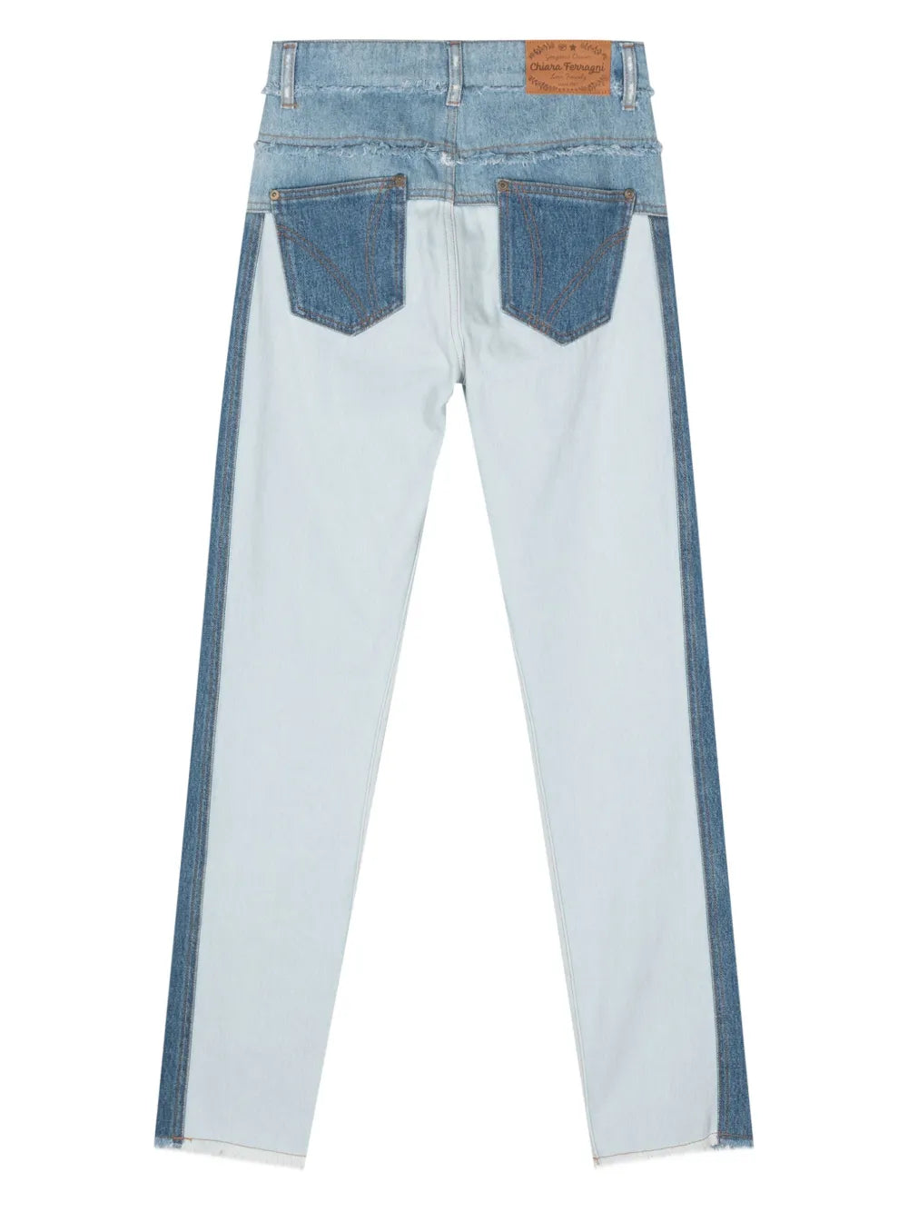 Contrast Fringed Tapered Jeans