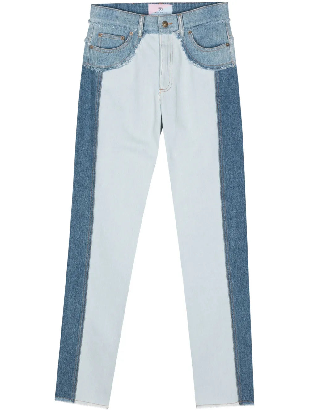 Contrast Fringed Tapered Jeans
