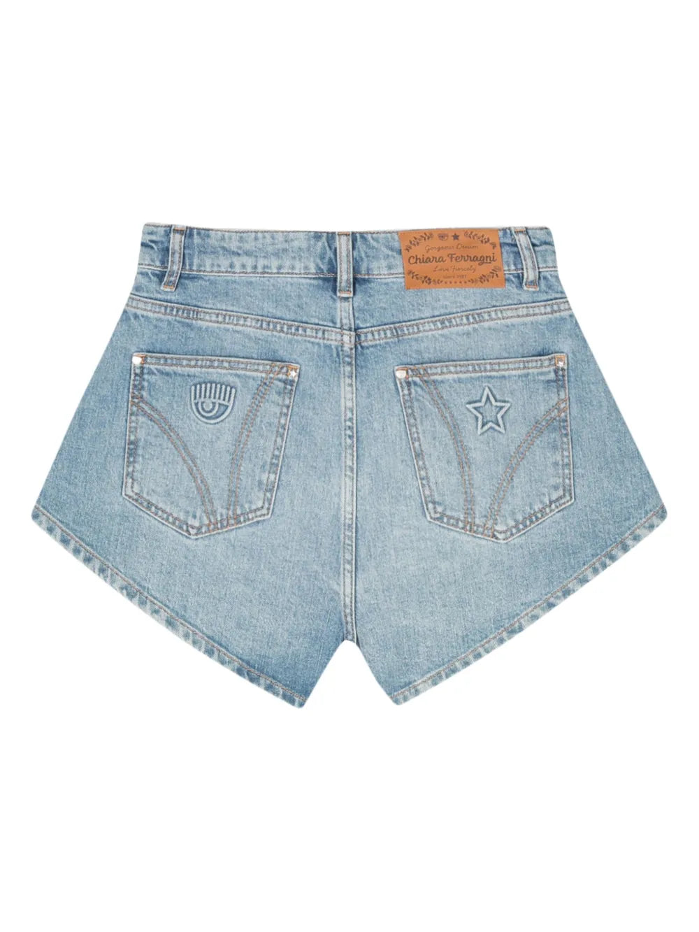 Eyelike-Motif Denim Shorts