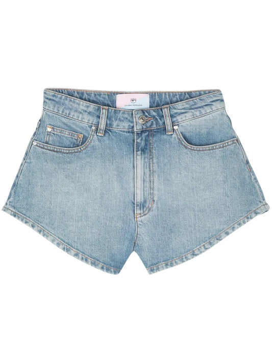Eyelike-Motif Denim Shorts
