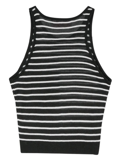 Eyelike-Patch Striped Sleeveless Top
