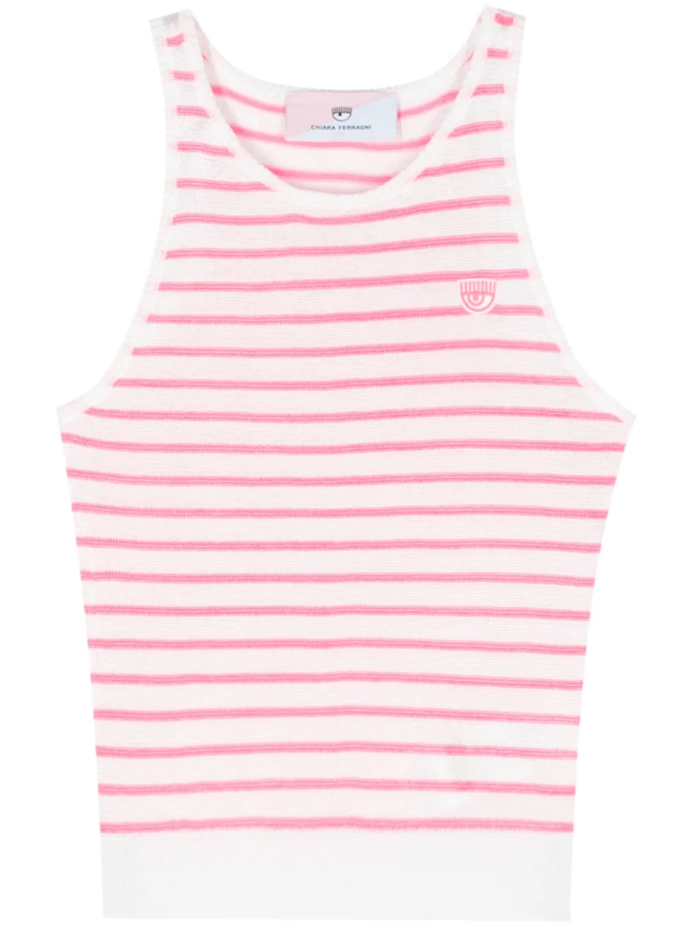 Eyelike-Patch Striped Sleeveless Top