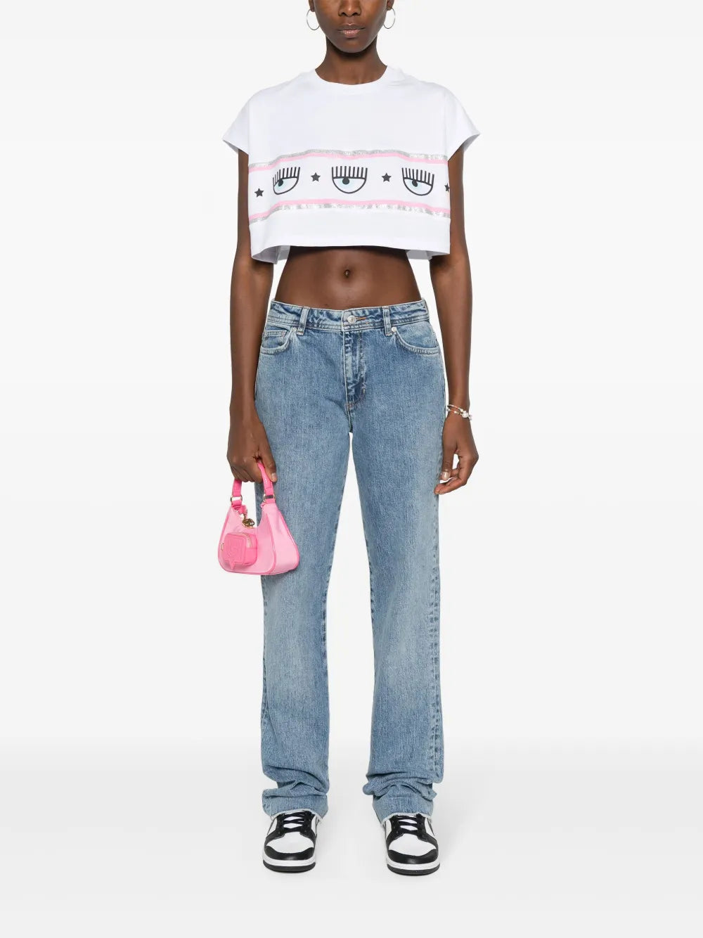 Eyelike-Glittered Cropped T-Shirt