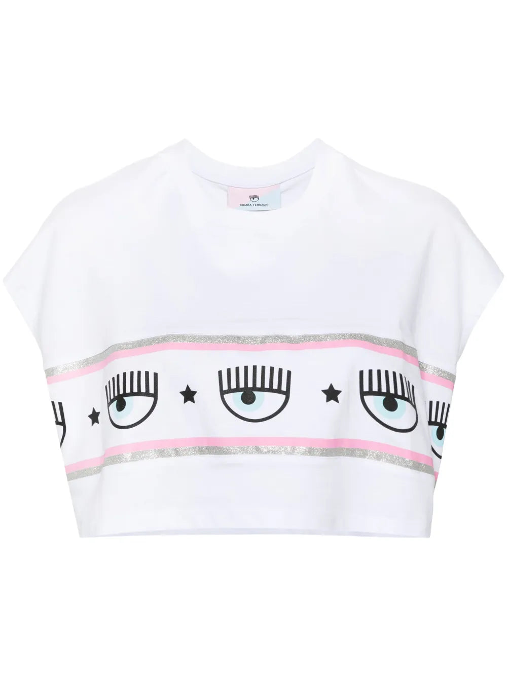 Eyelike-Glittered Cropped T-Shirt