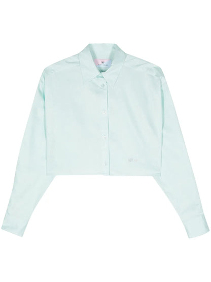 Eyelike-Embroidered Metallic Cropped Shirt
