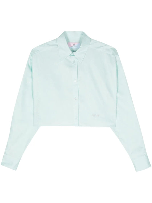 Eyelike-Embroidered Metallic Cropped Shirt
