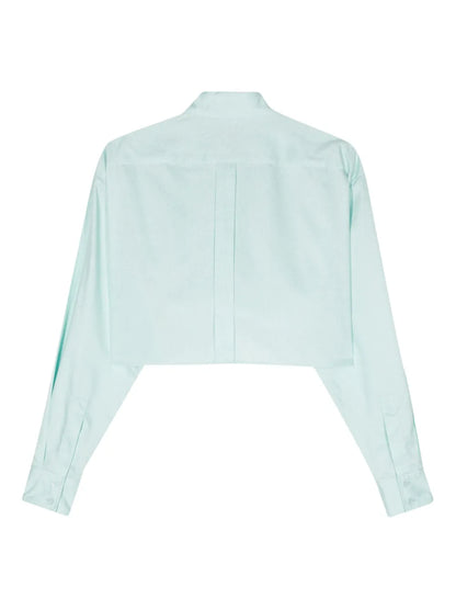 Eyelike-Embroidered Metallic Cropped Shirt